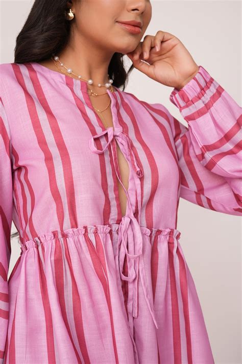 Mehak Bakshi in Bubblegum Stripes Coord Set – Upbeat Label Private Limited