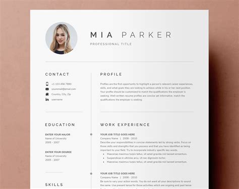Buy Clean Resume Template for Microsoft Word | CV Template + Cover ...