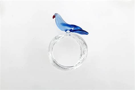 Casarialto | Set of 6 Tropical Birds Colored Glass Napkin Rings | Mérci ...