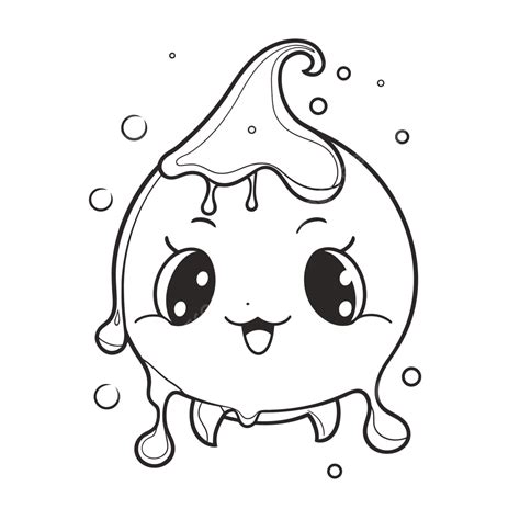 Cute Anime Monster Coloring Page With Bubbles On The Top Outline Sketch ...