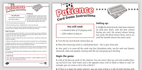 Patience Game Instructions (teacher made) - Twinkl