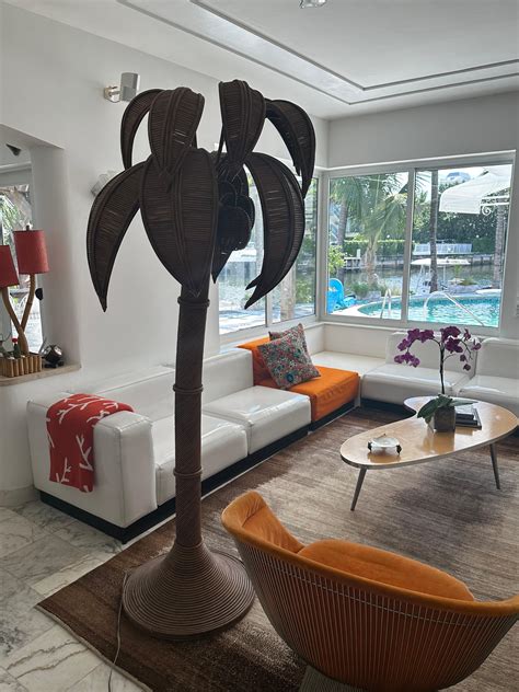 Vintage Wicker Palm Tree Floor Lamp in the style of Mario Lopez Torres ...