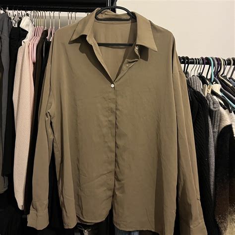 Lightweight button up shirt Khaki... - Depop