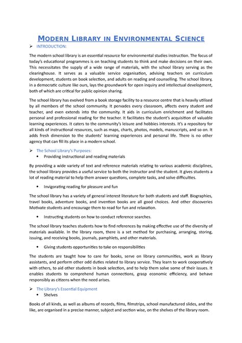 Note on modern library in environmental science - M ODERN LIBRARY IN ...