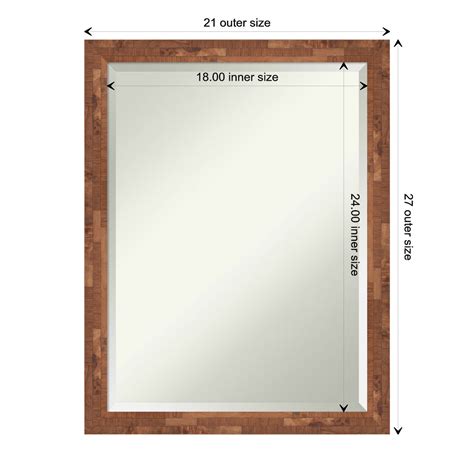 Beveled Wood Bathroom Wall Mirror, Fresco Frame, Color: Fresco Light ...