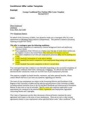 exempt offer letter template Doc Template | pdfFiller