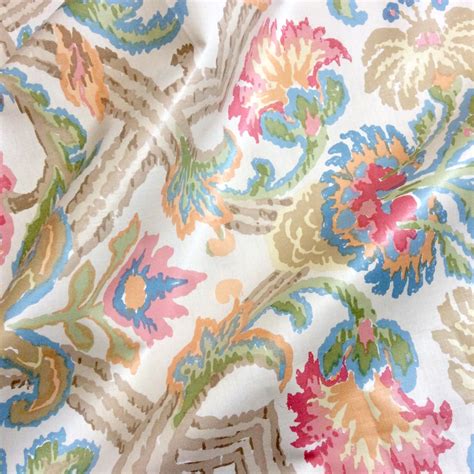 6 Yards Lee Jofa Fabric, Chintz Polished Cotton, Large Scale Flowers ...