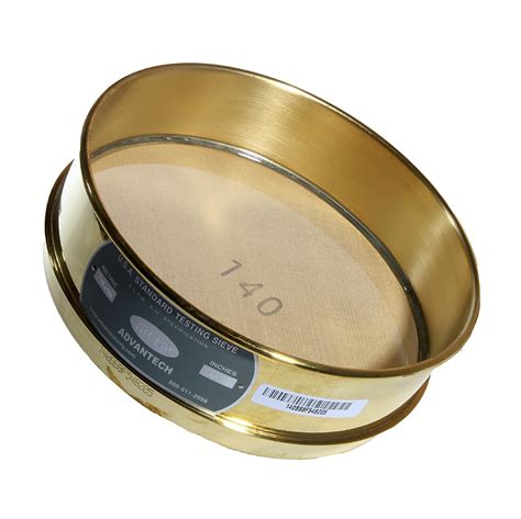 Advantech Brass Brush Sieves, 8" Diameter, #140 Mesh, Full Height ...