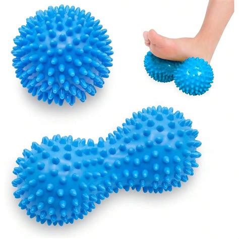 Spiky Massage Ball Roller Set - Plantar Fasciitis, Trigger Point, Deep ...
