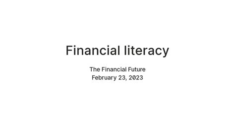 Financial literacy — Teletype
