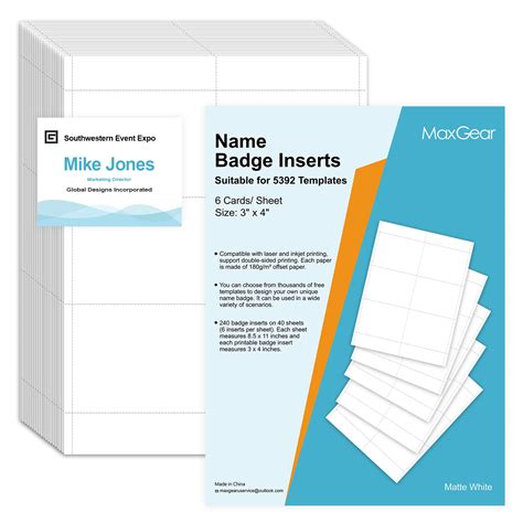 Buy MaxGear Name Badge, Name Badges Inserts Name Badge Labels ...