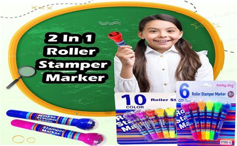 FunBlast 2 In 1 Roller Stamper Marker Round, Multicolor : Amazon.in ...