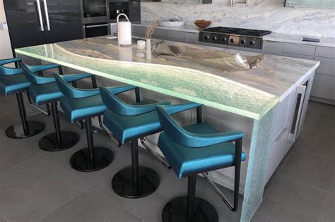 Custom Made Thick Glass Countertops for Kitchen, Bathroom, and Islands