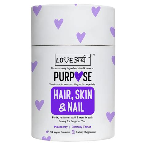 LoveArth Hair, Skin & Nails Gummies with Biotin & Hyaluronic Acid | 30 ...