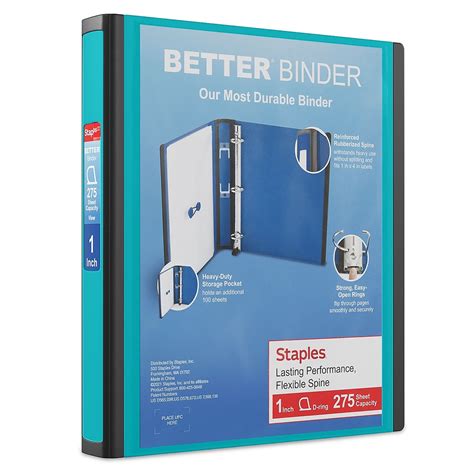 Staples Better 1-Inch D 3-Ring View Binder Teal (13466-CC) 651740 ...
