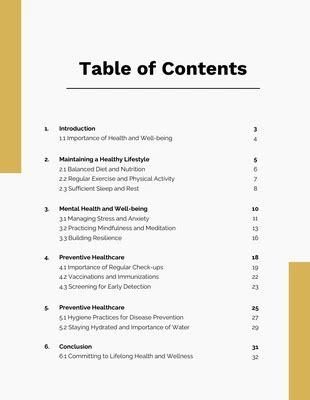 Image result for Table of Contents Example for Report