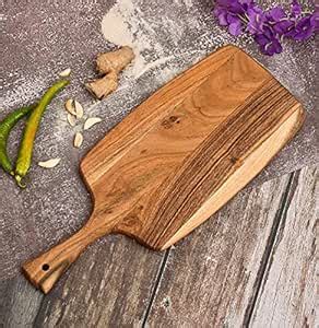 Buy OGGN Acacia Natural Wood Chopping Board with Handle, Durable Wooden ...