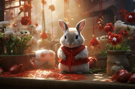 Inspirational scenes of a chinese new year rabbitt 00422 00 | Premium ...
