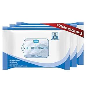 GINNI Hygiene Bed Bath Wipes: Large wet wipes for adults, patients, and ...