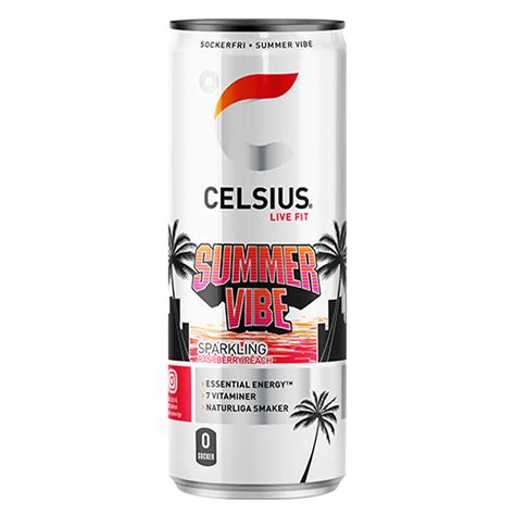 Celsius Summer Vibe Raspberry Peach 355ml - Varsego