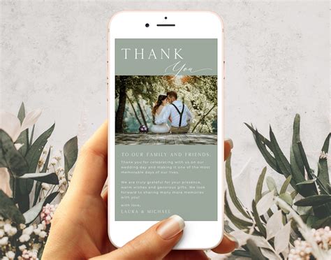 Electronic Thank You Card Template Sage Green Thank You Photo - Etsy