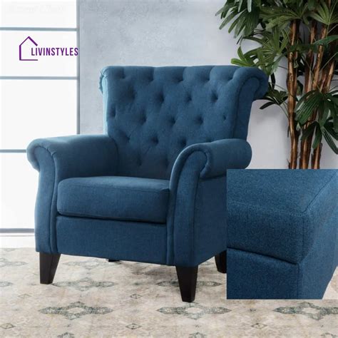 Yutika Solid Wood and Fabric Arm Chair | Living Room Chair | Lounge Ch ...
