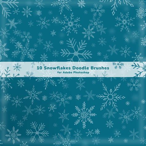 10 Snowflakes Doodle Brushes for Adobe Photoshop - Free ABR Download | MPB