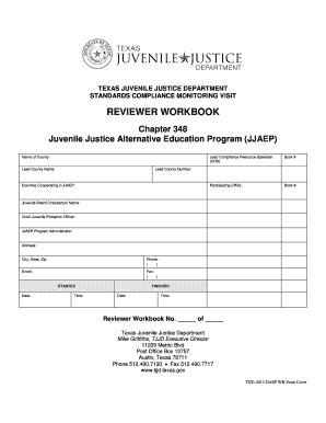 Fillable Online tjjd texas Reviewer workbook - Texas Juvenile Justice ...