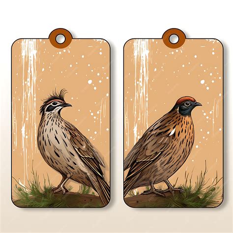 Premium AI Image | Quail Tag Card Cardstock Sketch Style Portraying the Earthy 2D Vector Design ...