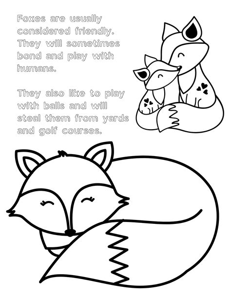 Free Cute Fox Coloring Pages for Kids and Adults
