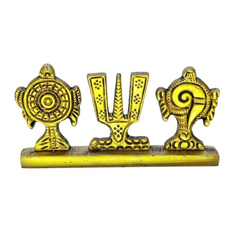 Buy REAL SEED Brass Vishnu Symbols, Shankh Chakra Namah, Padmanabha ...