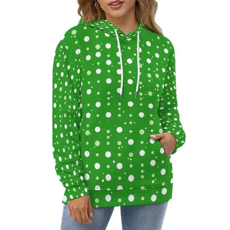 Hoodies Green Polka Dot Pattern Classic Hoodie Female Long Sleeve ...