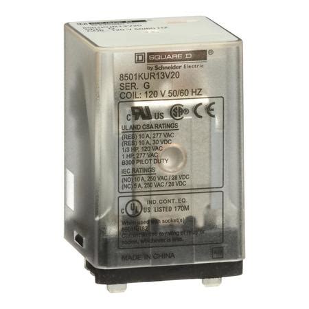 Square D Plug in relay, 11 blade, 3PDT, 10 amp at 8501KUR13V20 | Zoro