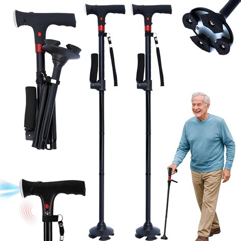 Ready Walker Cane with Light, Ready Walker Smart Cane, Adjustable Folding Walking with Alarm and ...