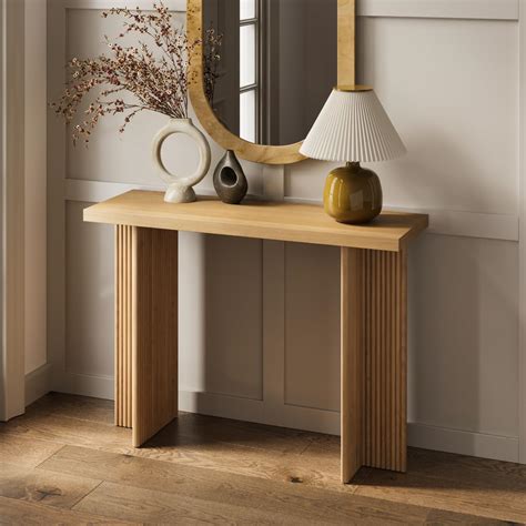 Amazon.com: Stead Modern Console Table - Natural Oak, Fluted Solid Wood ...