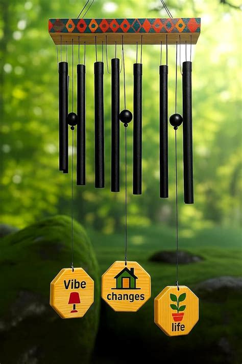 Paradigm Pictures Black 12 Pipe Wind Chime- Balcony Decor Items (Black ...