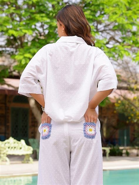 Buy White Patchwork Cotton Crochet Shirt | GC-SHI-0779White/GC41MAY ...