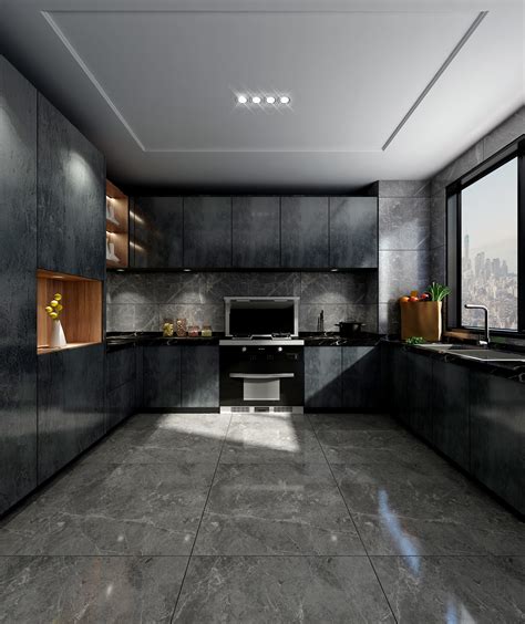 现代厨房 - 效果图交流区-建E室内设计网