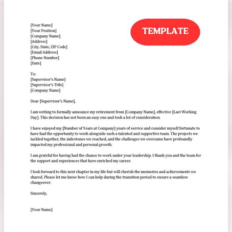 Retirement Letter Template Letter of Retirement Retirement Notice Retirement Announcement ...