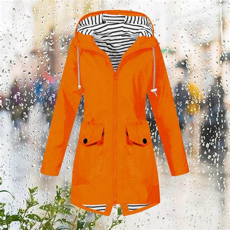 Savings Clearance 2024! Funicet Women Rain Jacket Women Solid Color ...