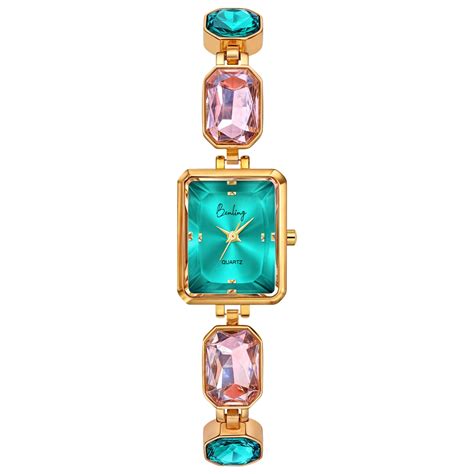 Benling Square Gemstone Dial Watch - Luxurious Wrist Watch for Women