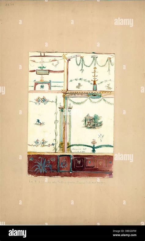 This 1880 watercolor depicts a painted central architectural scene on ...