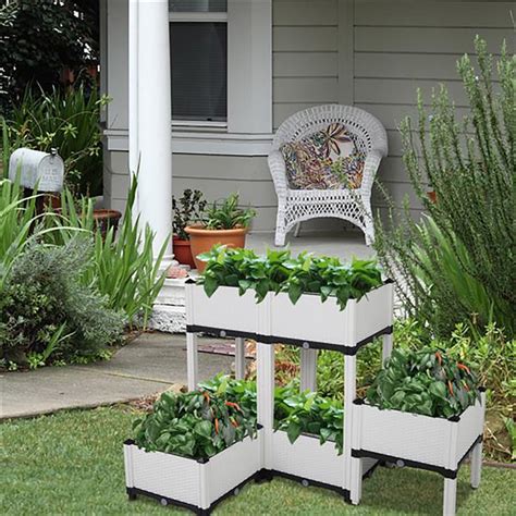 Buy Romanda Raised Garden Bed,6 Pack Flower Box Kits, White Rattan ...