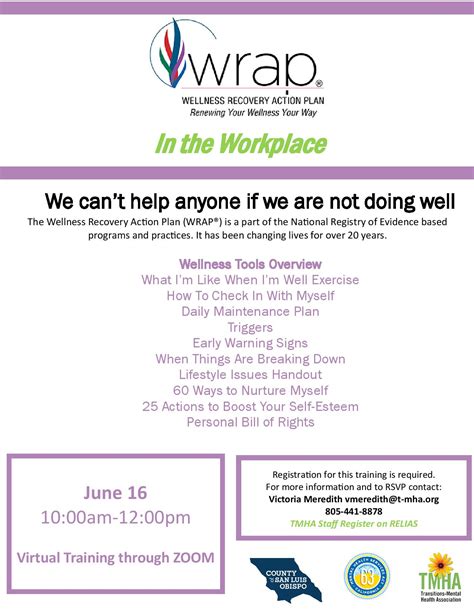 Transitions-Mental Health Association (TMHA) | ZOOM-BASED Wellness Recovery Action Plan (WRAP ...