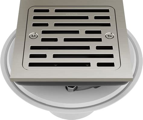Delta Faucet 4 Inch Tile-In Square Shower Floor Drain Brushed Nickel ...