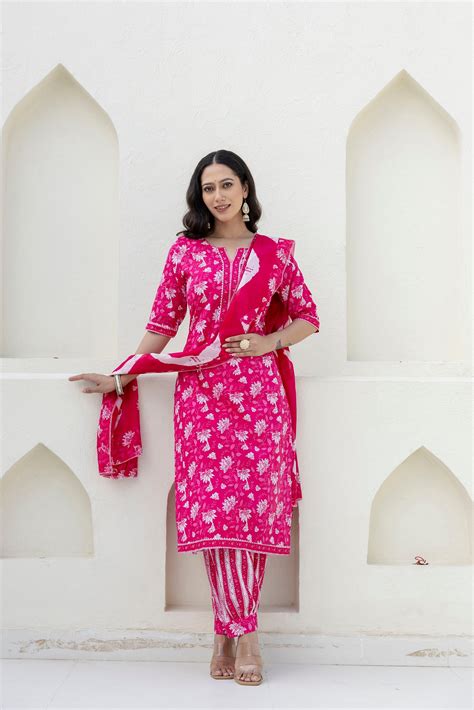 Blushvine Pink Cotton Dupatta Set from Me&My