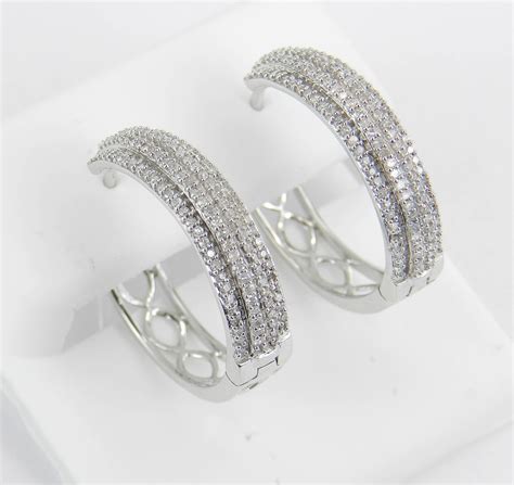 diamond white gold hoop earrings Diamond earrings hoop gold 14k ...