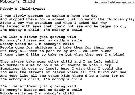 Skiffle Lyrics for: Nobody's Child