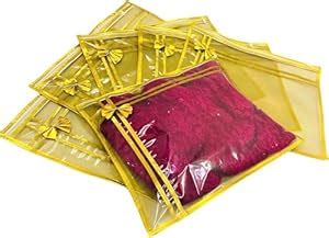 Non-Woven Single Saree Bags Golden Colour, Transparent Saree Covers ...