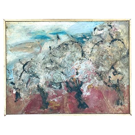 Vintage Boho Abstract Original Oil Painting on Canvas For Sale at 1stDibs